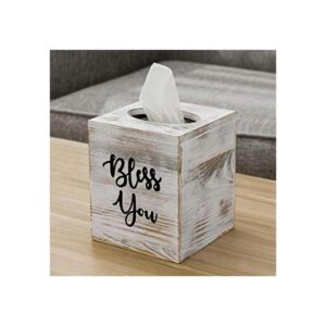MyGift Funda cuadrada de madera blanqueada con diseño de