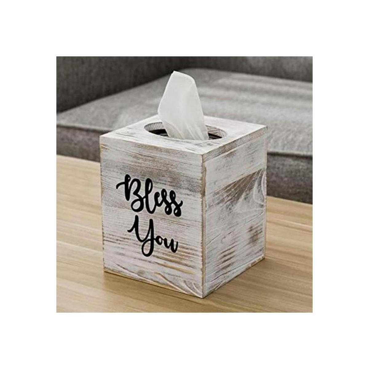 MyGift Funda cuadrada de madera blanqueada con diseño de