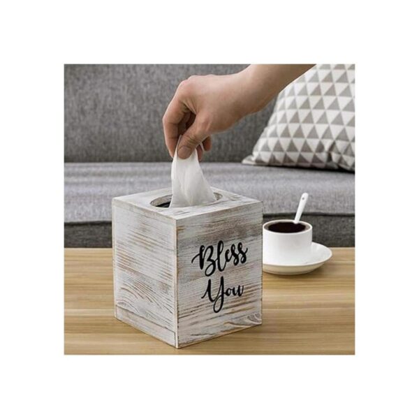 MyGift Funda cuadrada de madera blanqueada con diseño de