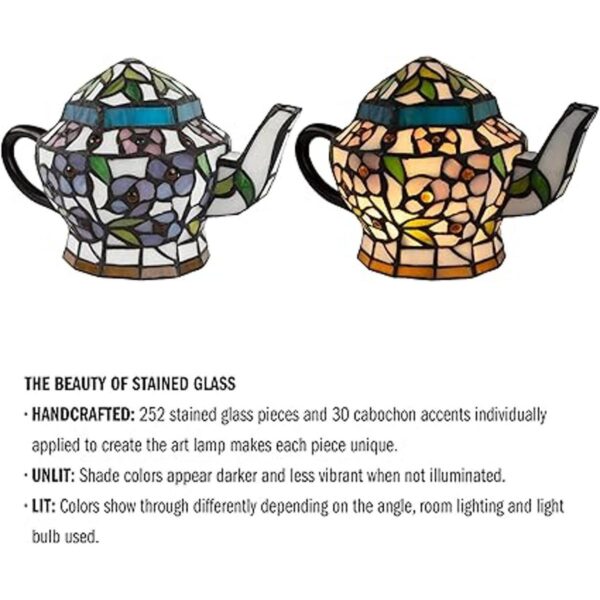 Home Lujosa lámpara de tetera estilo Tiffany vitral o