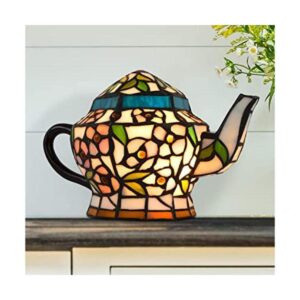 Home Lujosa lámpara de tetera estilo Tiffany vitral o