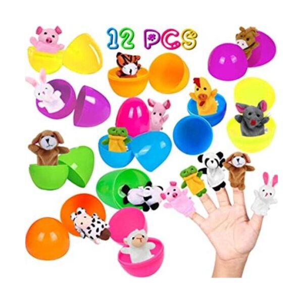 12 marionetas de dedo de Pascua con coloridos huevos de_1