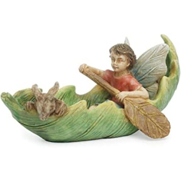 Figura coleccionable de piedra de resina de canoa con_1
