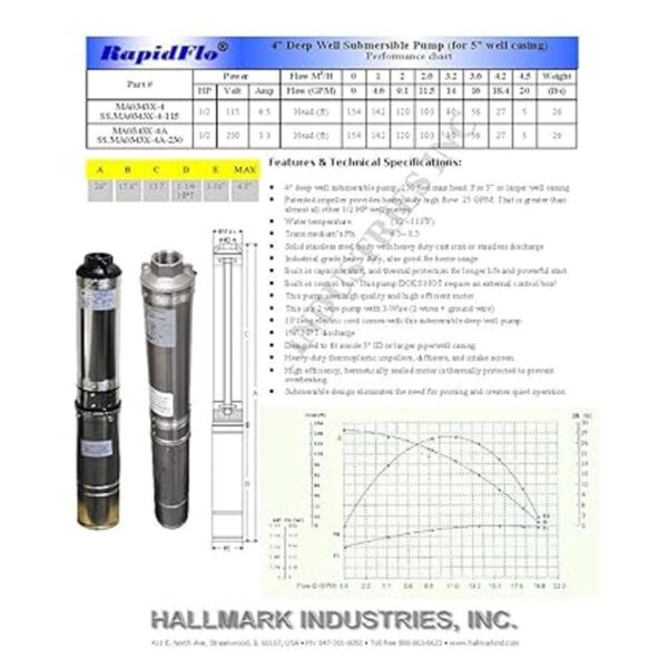 Hallmark Industries MA0343X4A Bomba sumergible para pozos_2