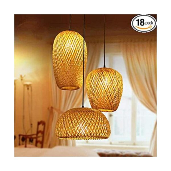 Lámpara colgante de farol de bambú estilo japonés retro_1