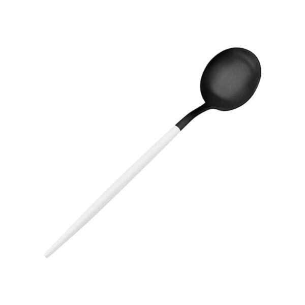 Bysta Juego de cubiertos negro mate con mango blanco_4