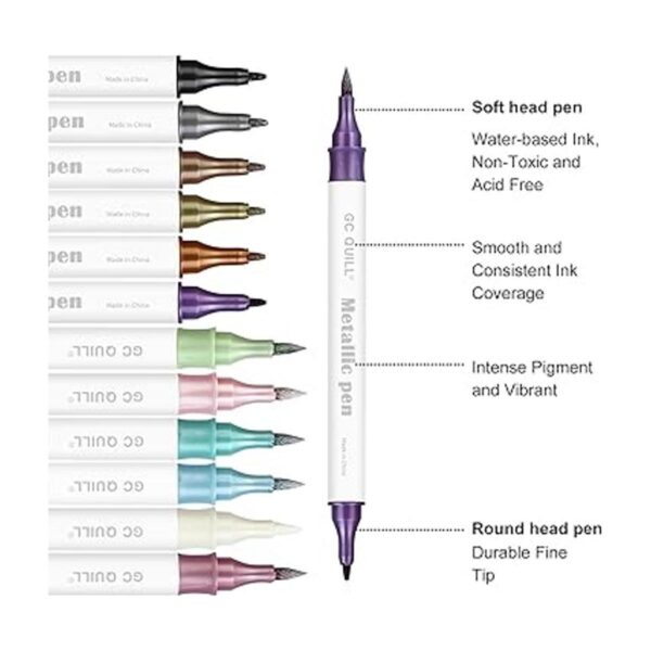 GC QUILL Rotuladores metálicos de 12 colores pincel de_4