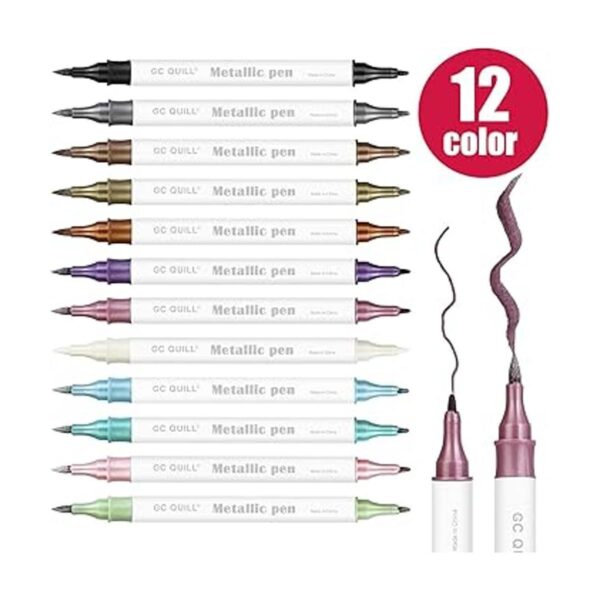 GC QUILL Rotuladores metálicos de 12 colores pincel de_2