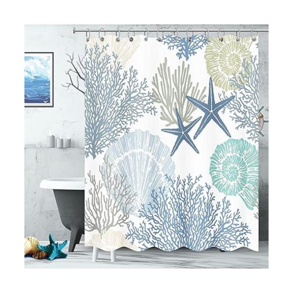 Cortinas de ducha de tela náutica costera impermeable_2