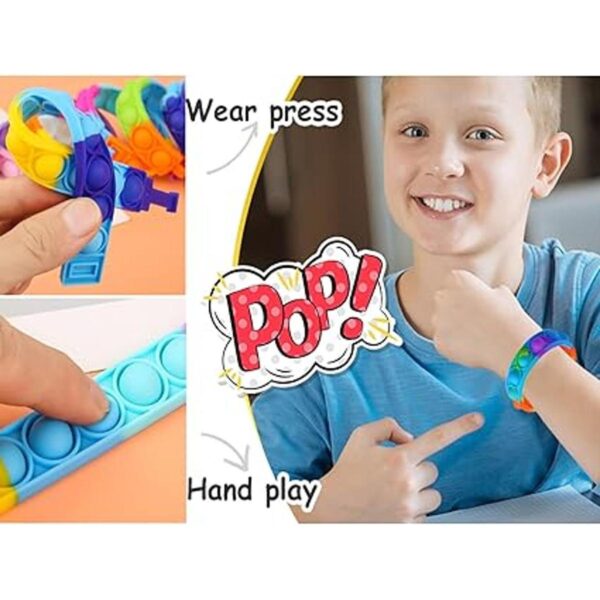TOMOIN 30 Pcs Pop Fidget Bracelet Wearable Push Pop