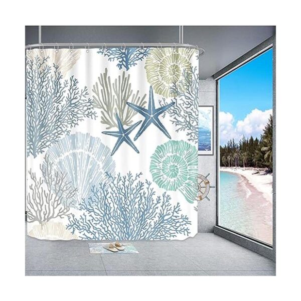 Cortinas de ducha de tela náutica costera impermeable_3