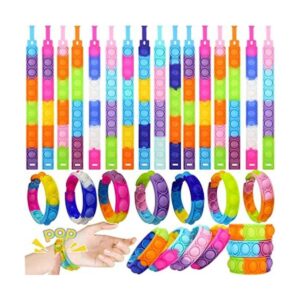 TOMOIN 30 Pcs Pop Fidget Bracelet Wearable Push Pop