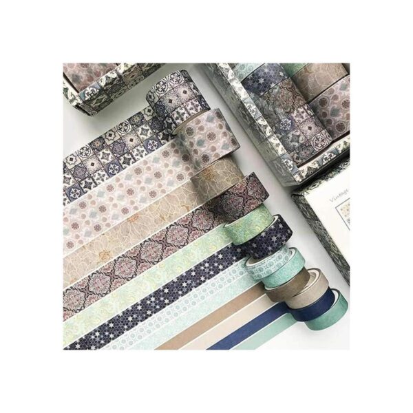 Juego de cintas Washi de textura vintage 12 rollos de_2