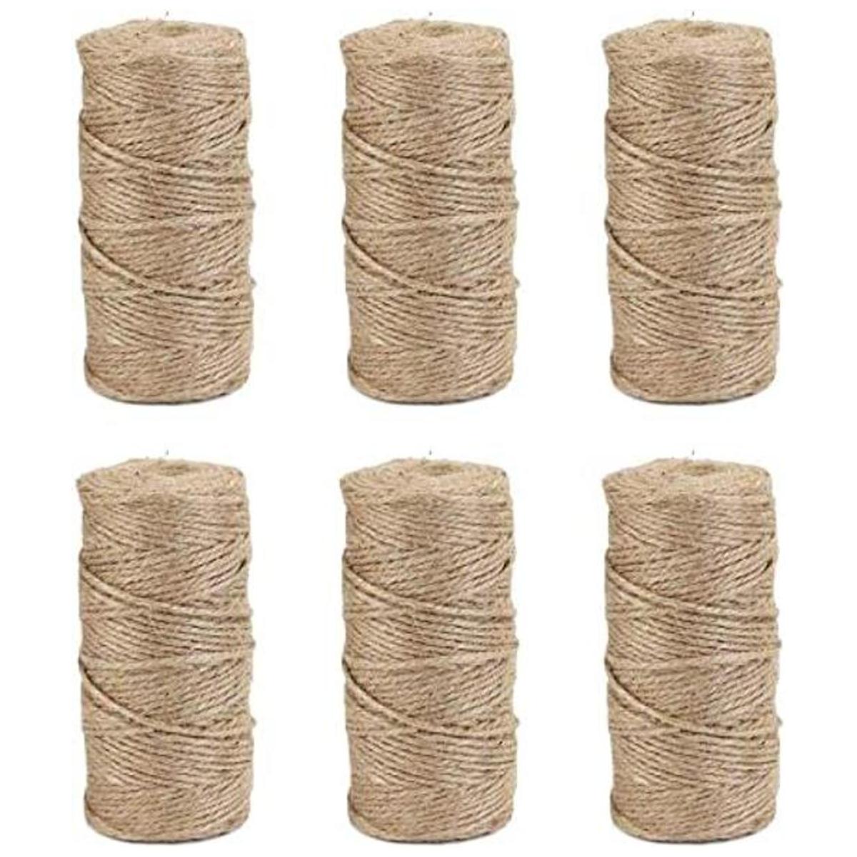 Cuerda de yute natural 6 rollos de 0.079 in 3 capas de