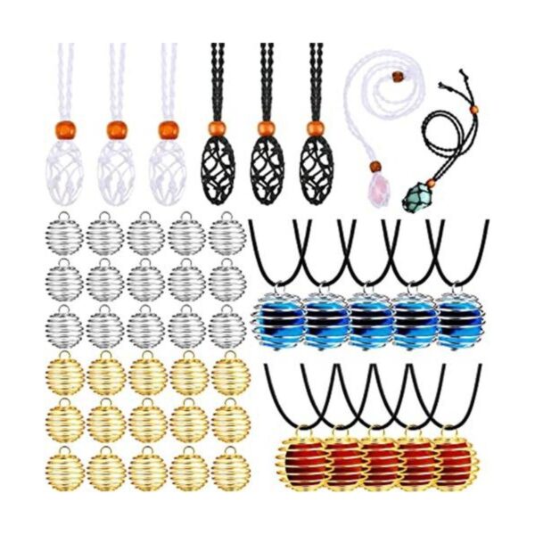 46 piezas de collar con cordón de piedra vacía en espiral_1