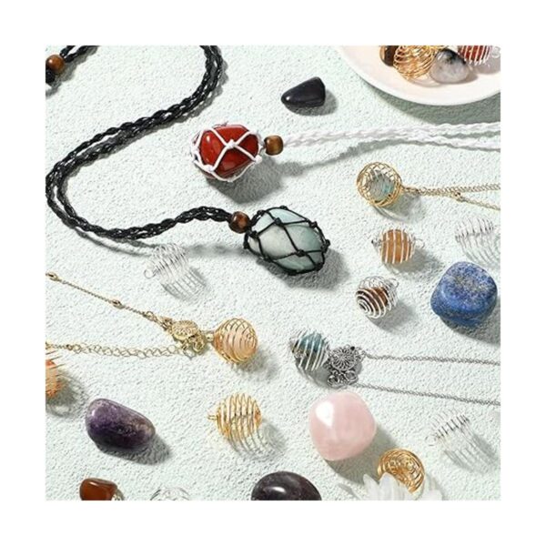46 piezas de collar con cordón de piedra vacía en espiral_4