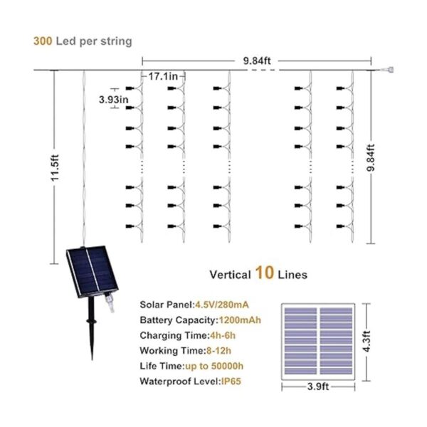 Tira de luces solares para interiores y exteriores 300_3