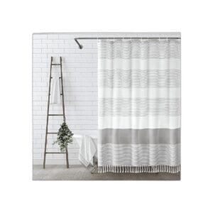 Cortina de ducha color gris bohemio para baño cortina de_1