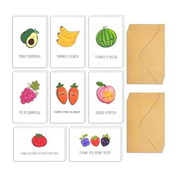 Juego de 48 tarjetas de agradecimiento de Fruit Pun_4