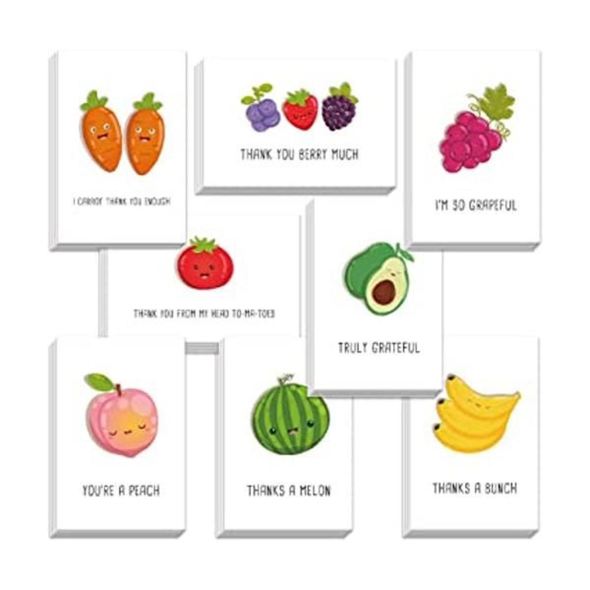 Juego de 48 tarjetas de agradecimiento de Fruit Pun