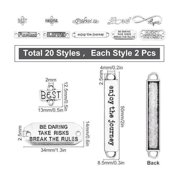 SUNNYCLUE 1 caja de 40 dijes de conector de palabras de 10_2