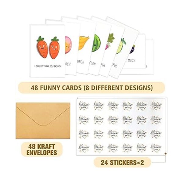 Juego de 48 tarjetas de agradecimiento de Fruit Pun_2