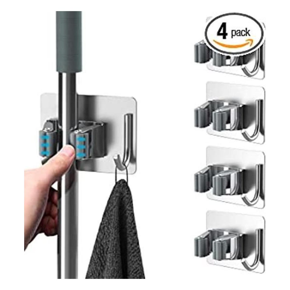 HOMEASY Soporte para escoba sin taladro acero inoxidable