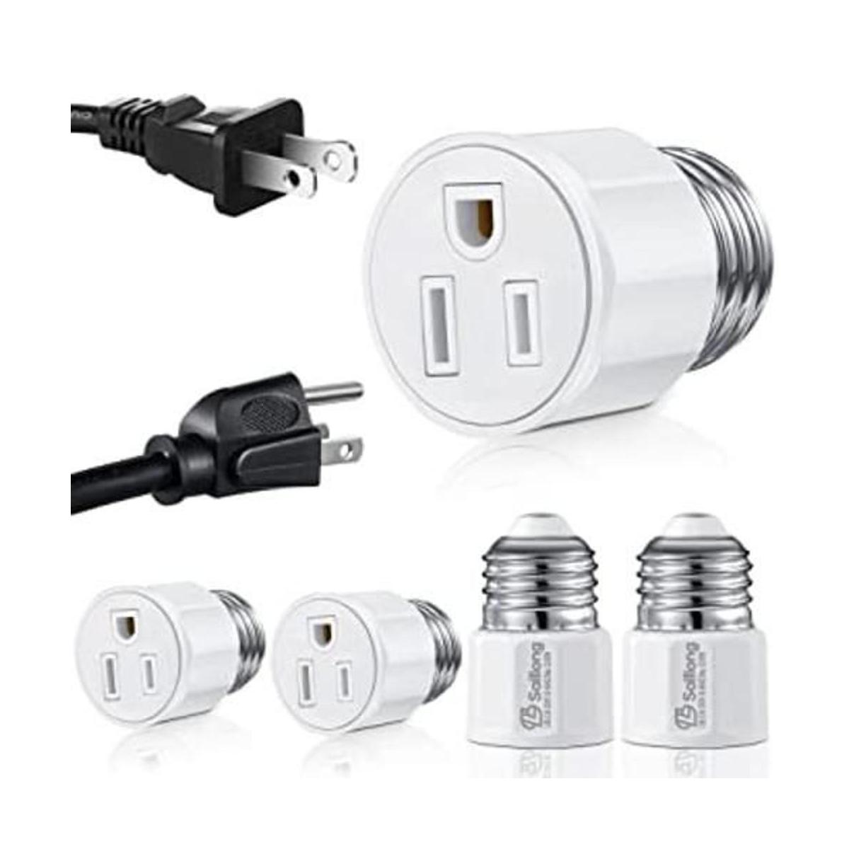 Paquete de 4 adaptadores de enchufe de luz E26E27 de 3