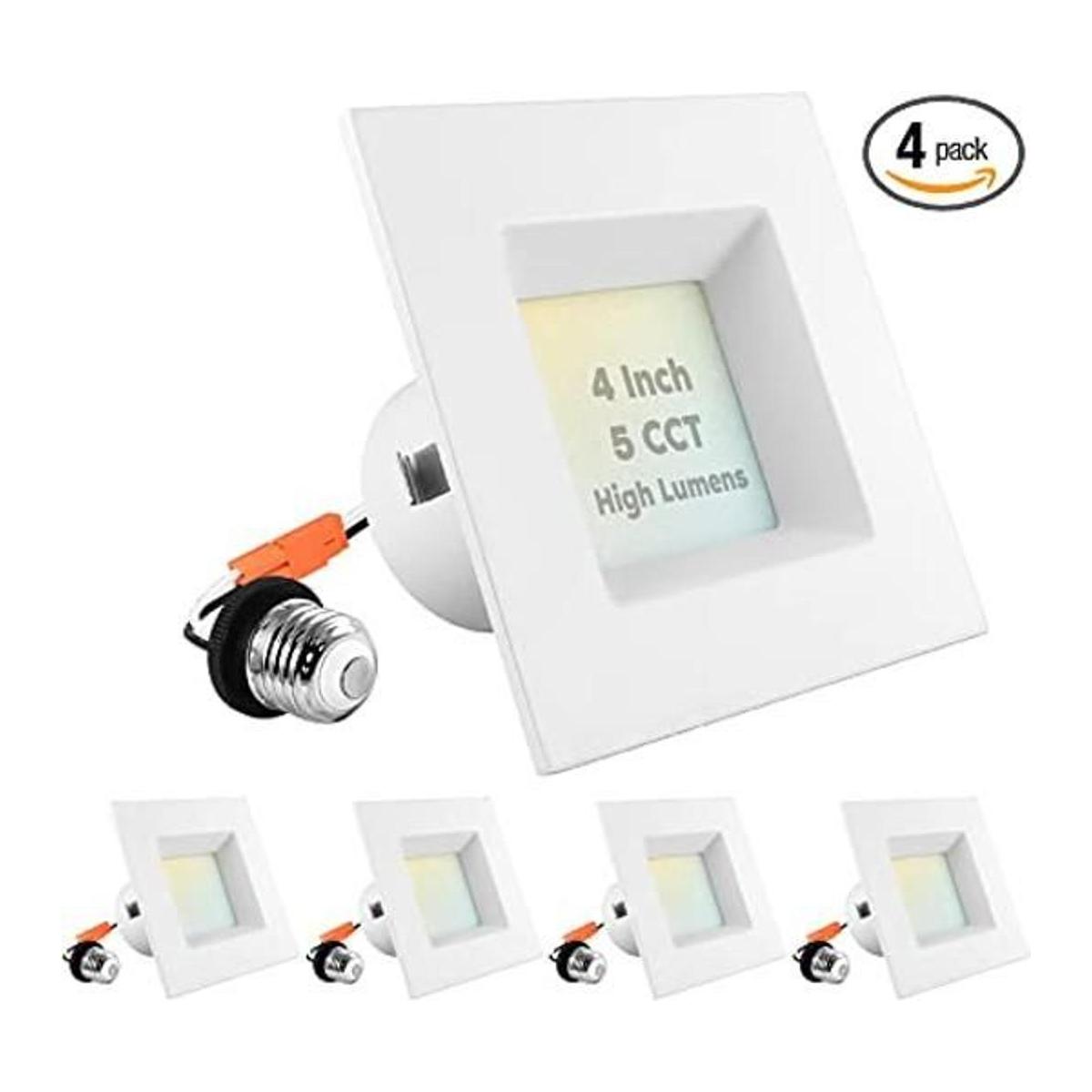 Luxrite Luces empotrables LED cuadradas de 4 pulgadas 14