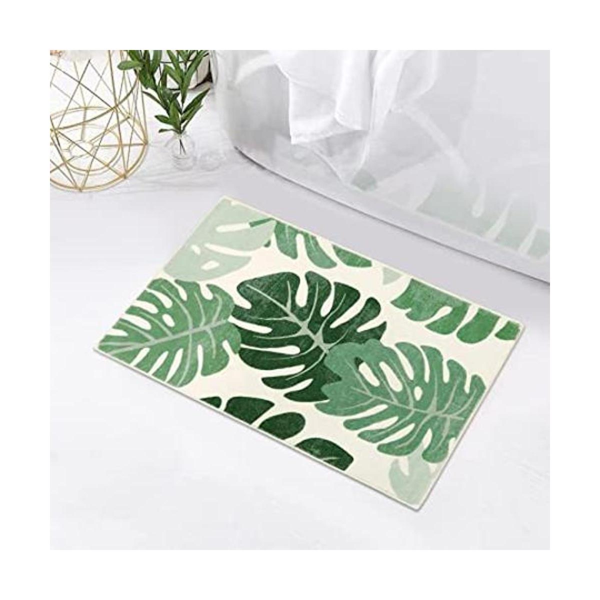HAOCOO Tapete de baño de 18 x 25 pulgadas diseño de hojas