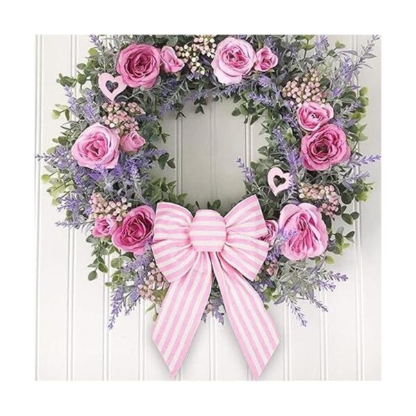 Cinta de rayas rosadas y blancas con alambre 2.5 pulgadas_3