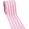 Cinta de rayas rosadas y blancas con alambre 2.5 pulgadas_1
