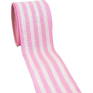 Cinta de rayas rosadas y blancas con alambre 2.5 pulgadas_1