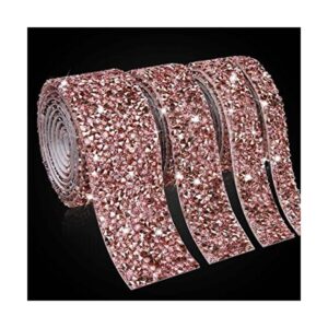 SAKEYR 4 rollos de cinta de diamantes de imitación de oro
