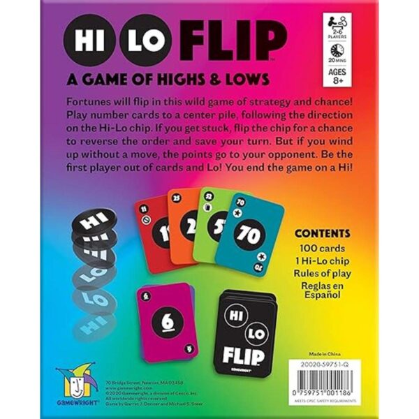 Gamewright Hi Lo Flip Un juego de cartas de altos y bajos_3