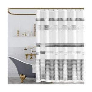 Lazzzy Cortina de ducha en blanco y negro para baño tela