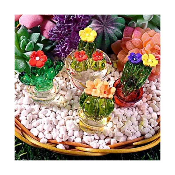 Seninda 4 piezas de mini cactus de cristal para el_5