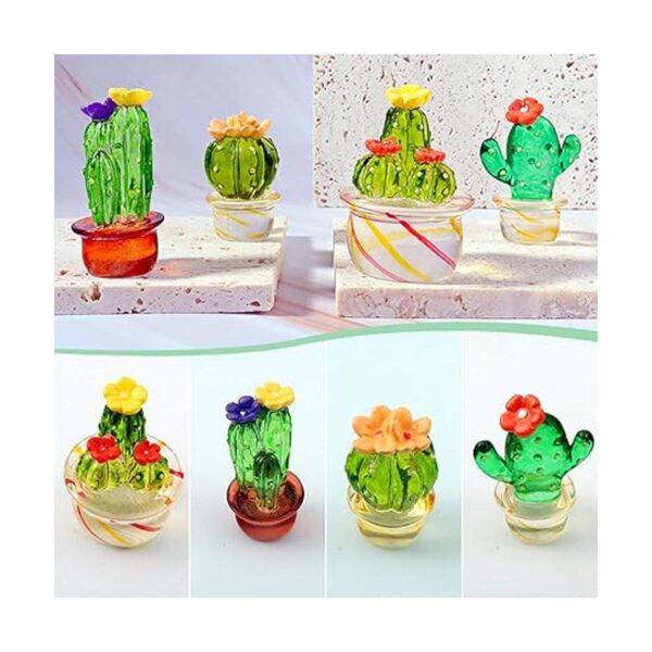 Seninda 4 piezas de mini cactus de cristal para el_3