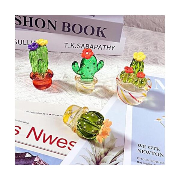 Seninda 4 piezas de mini cactus de cristal para el_4
