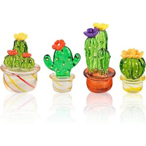 Seninda 4 piezas de mini cactus de cristal para el_1