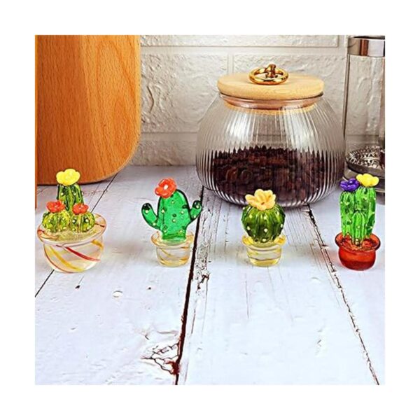 Seninda 4 piezas de mini cactus de cristal para el_6