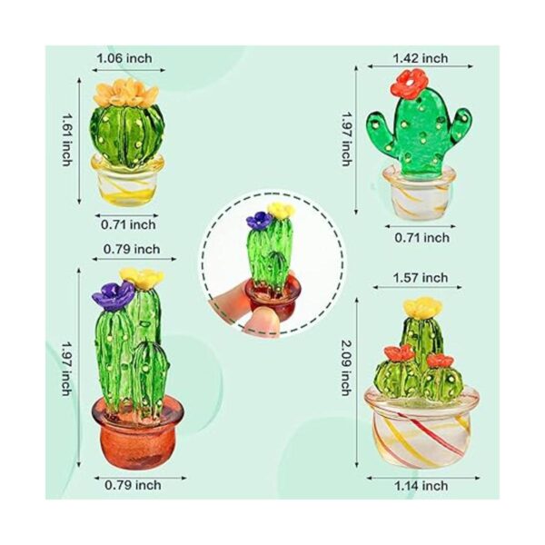 Seninda 4 piezas de mini cactus de cristal para el_2