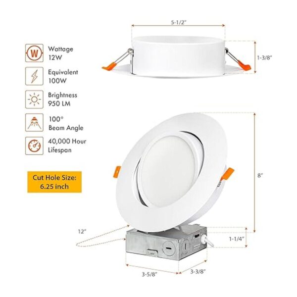 PROCURU Paquete de 4 luces LED herméticas de 6 pulgadas_2