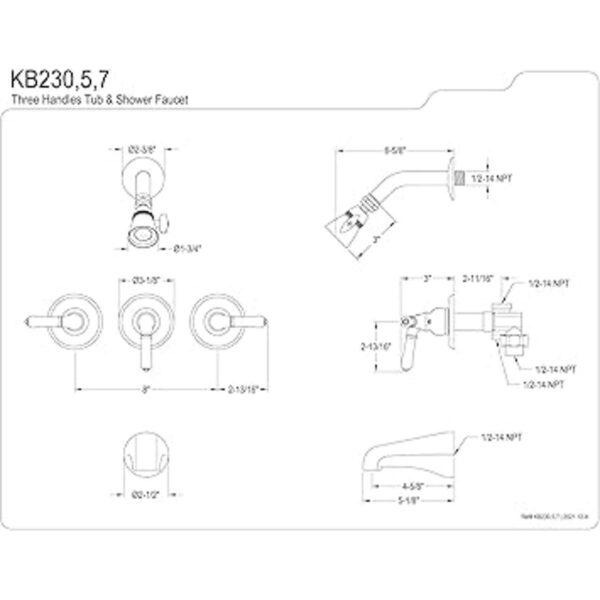 Kingston Brass KB235 Magellan Grifo para bañera y ducha_2