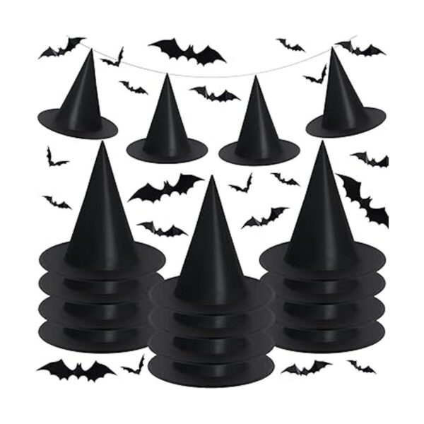 XIMISHOP Paquete de 12 sombreros de bruja negros de_2