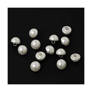 Botón blanco perla de plástico Dome con vástago de vuelta_1