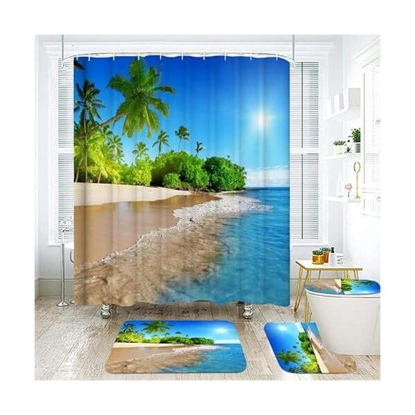 Coastal Sunny Beach Scenery Juego de cortinas de ducha