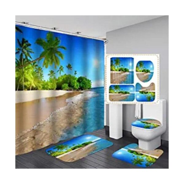 Coastal Sunny Beach Scenery Juego de cortinas de ducha