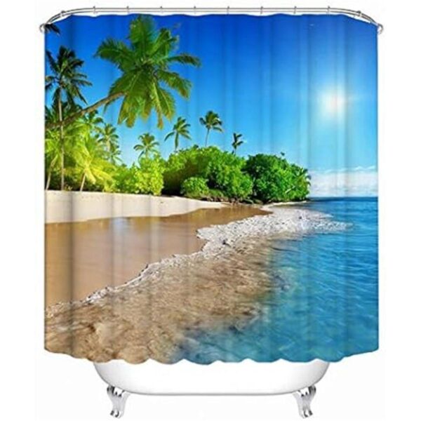 Coastal Sunny Beach Scenery Juego de cortinas de ducha