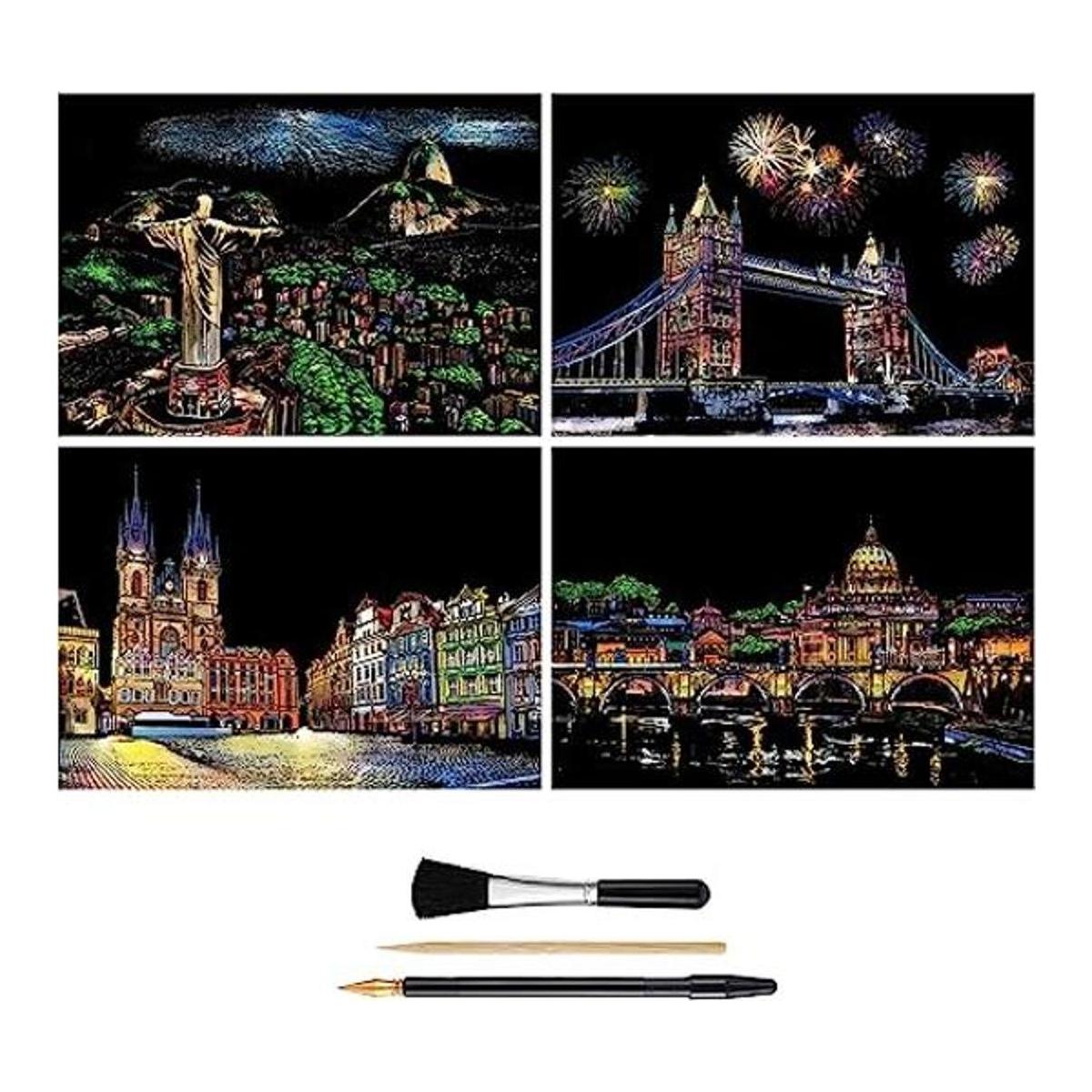 Papel de pintura para rascar Arco Iris A4 para adultos y